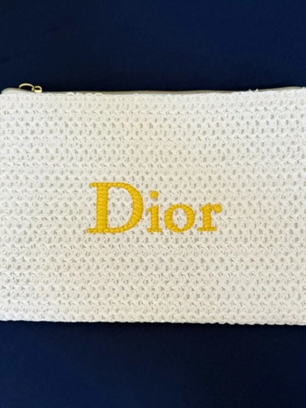 Dior White Crochet Flat Pouch Cosmetic Bag